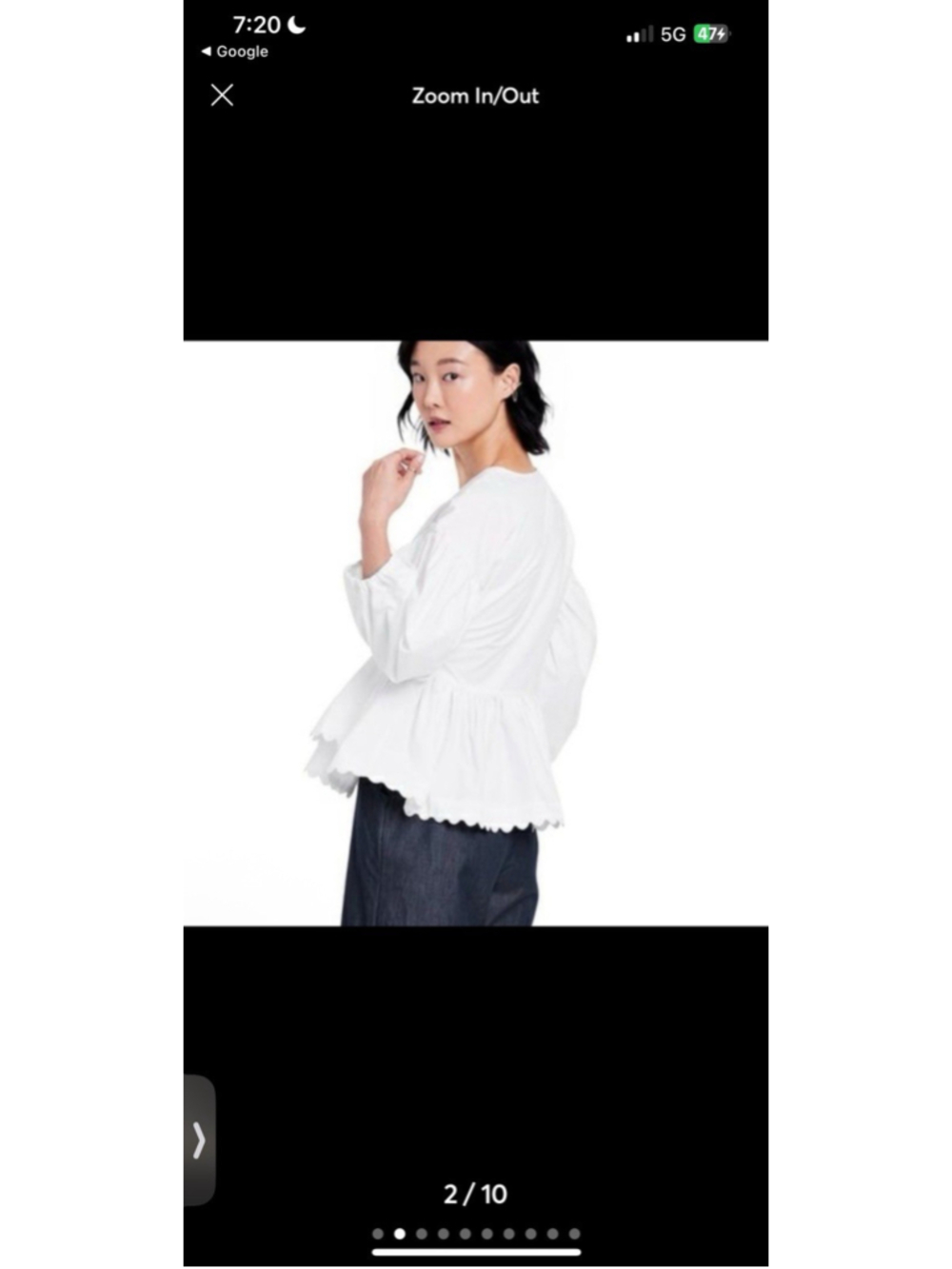 Kika Vargas xTarget White V-Neck Balloon Sleeve Scallop Ruffle Tie Cotton Top L - Picture 2 of 14